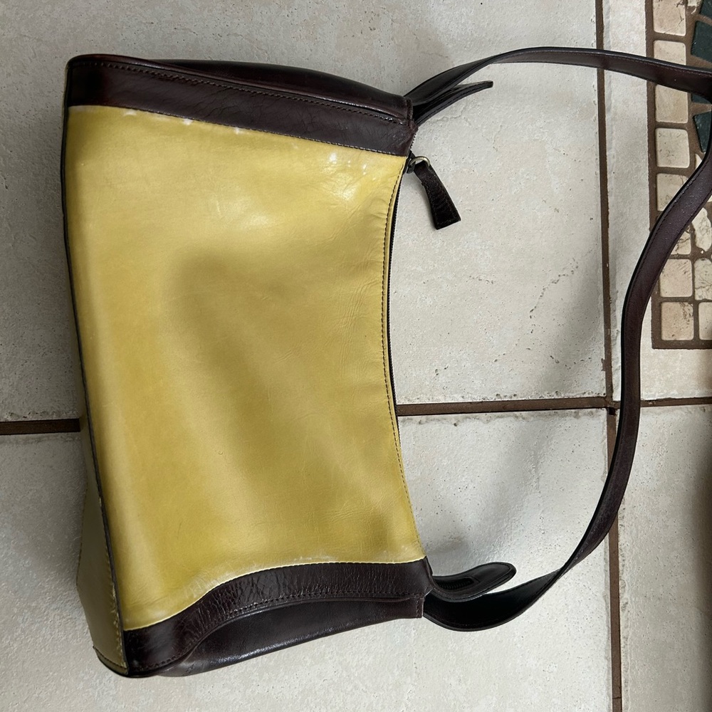 Kenneth Cole New York Yellow and Brown Leather Bag-Vintage